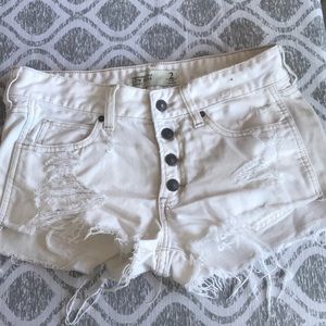 Abercrombie white denim shorts